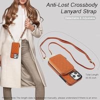 Vista 5 de Bocasal Funda tipo cartera cruzada para iPhone 15 Pro Max, con bloqueo RFID, de piel sintética, con cremallera, funda tipo cartera con función atril