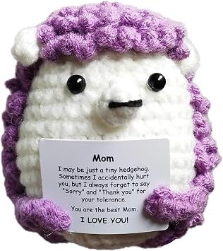 Funny Birthday Gifts for Mom I Hedgehog Love You Mom, Handmade Crochet Cute Small Hedgehog Presents for Easter Mama Bonus Step Mother in Law Mothers Stocking Stuffers