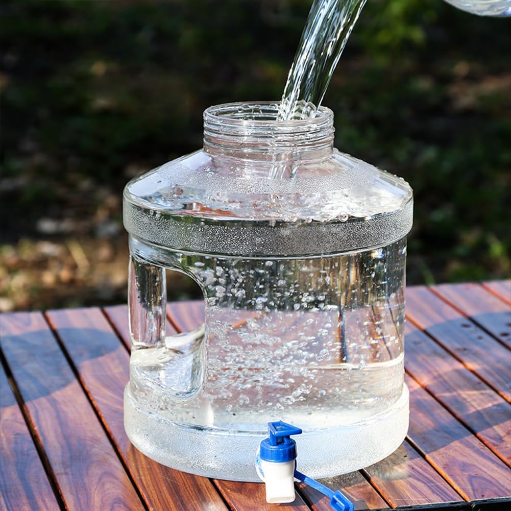 7.5L Transparent Water Jug with Spigot, Portable Water Container, Leak-Proof Water Tank for Camping, Emergency, Hiking & Outdoor