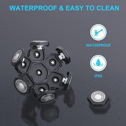 Miniatura 5 de Telfun Cuchillas de repuesto para afeitadora, 7 cabezales, cuchilla de repuesto para cortadora de barba, fácil de instalar, cabezal de afeitadora