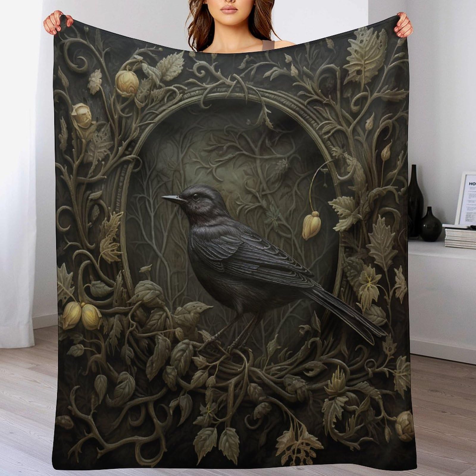 Manta de pájaros mullida sofá grande de 130x180 cm cálida