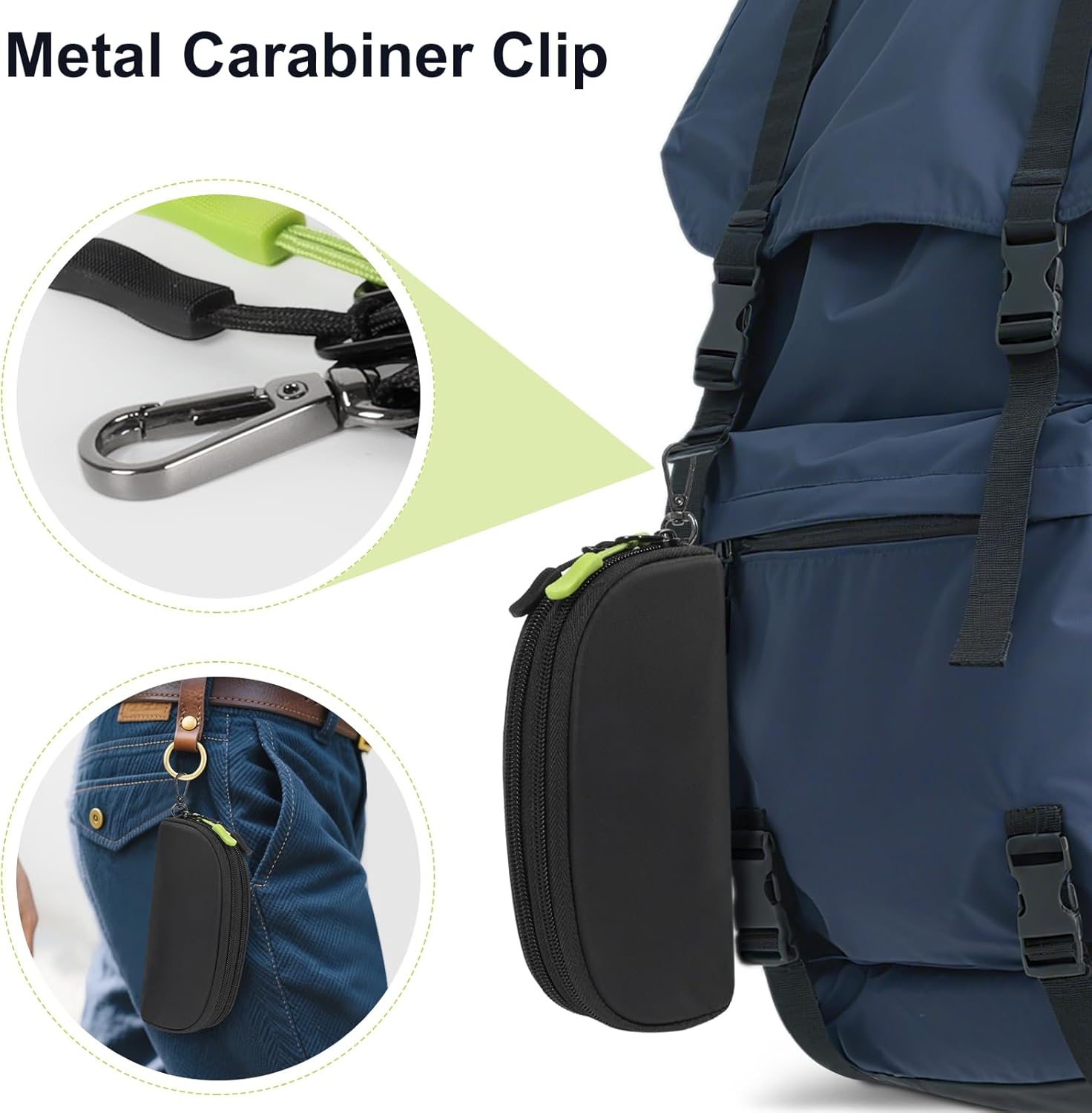 WOMACO Double Glasses Case, Soft Dual Eyeglass Sunglasses Case, Portable Travel Eyewear Pouch Holder with Zipper and Clip - Image 5