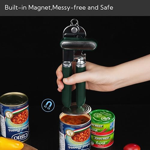 Miniatura 3 de KITCHENDAO Abrelatas manual, hoja de segunda generación, abrelatas de mano con imán, rueda de corte súper afilada para corte de borde suave, perilla