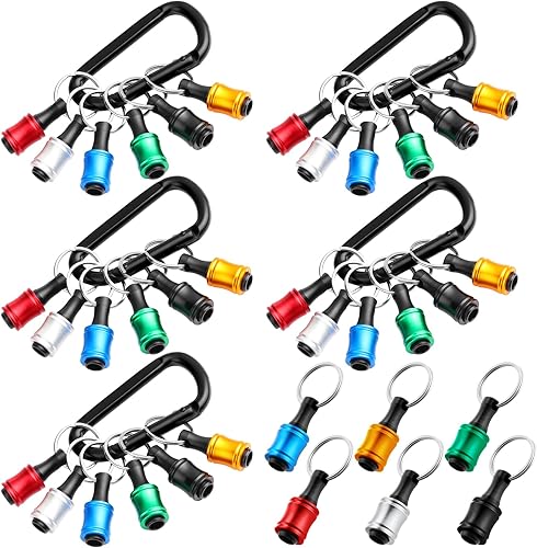 Therwen 30 piezas de vástago hexagonal de aluminio de 14 de pulgada, soporte para puntas de destornillador de aleación de aluminio, llavero