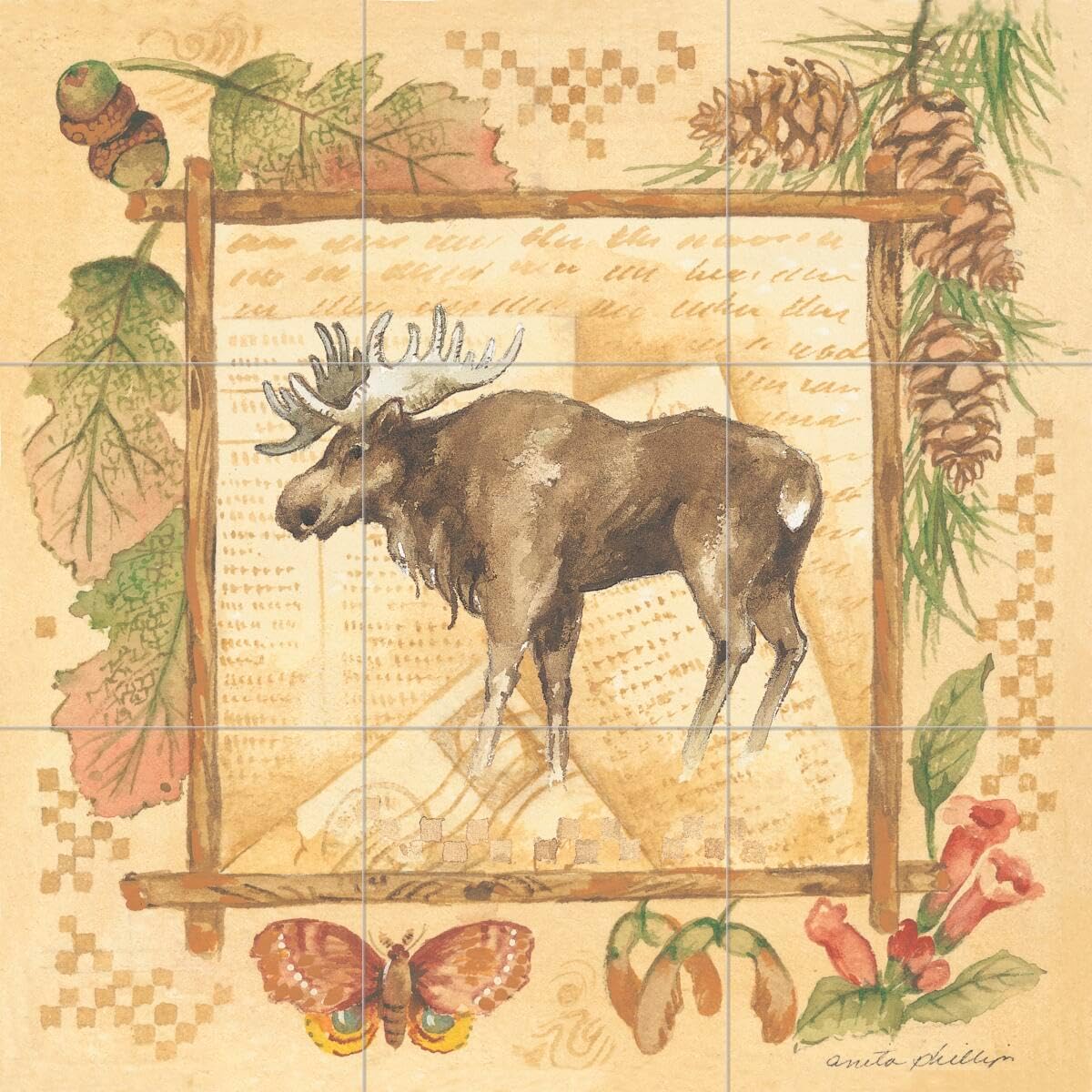Ceramic Backsplash Tile Mural Deer Elk Wildlife Kitchen/Bathroom ...