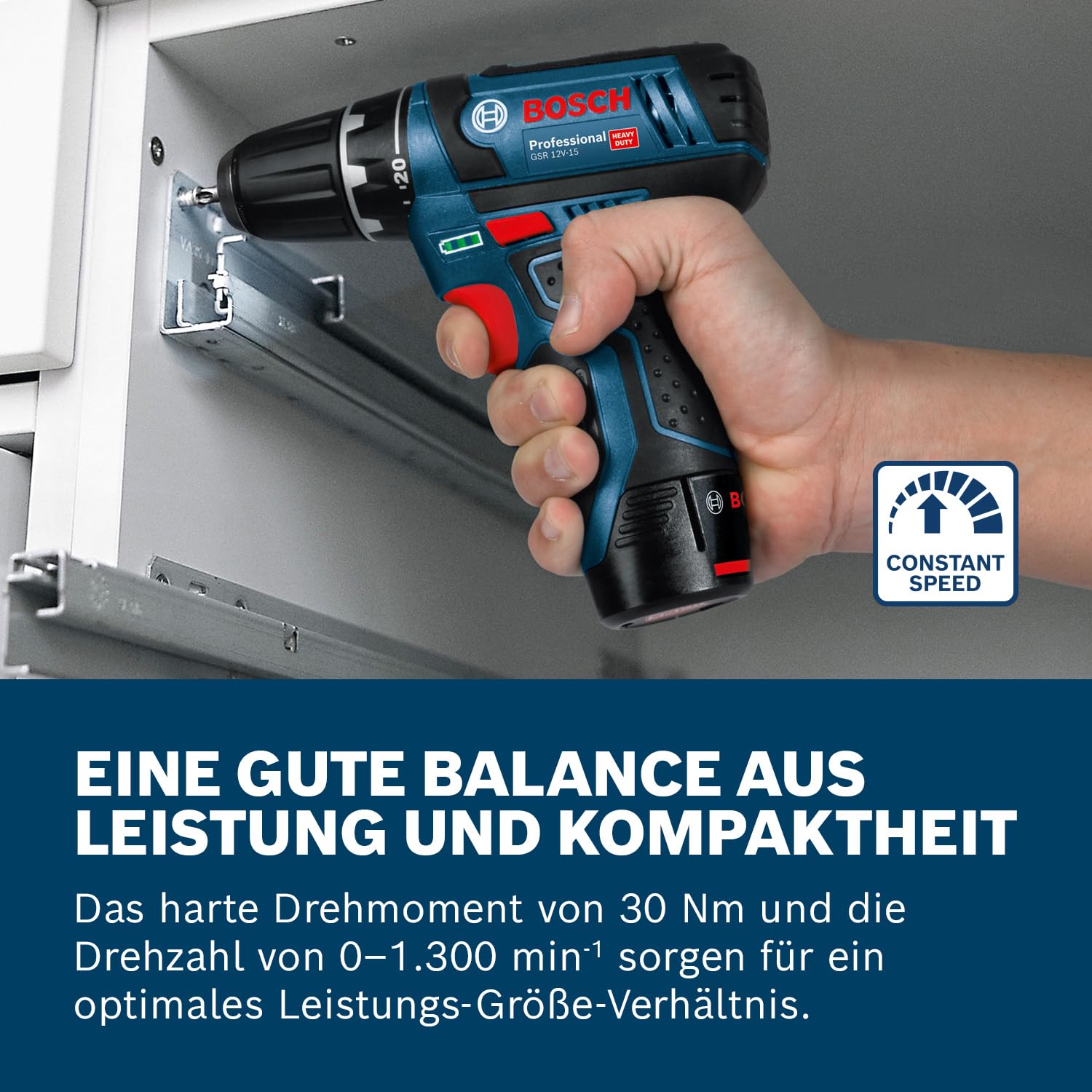 Bosch Professional GSR 12V-15 Akku Bohrschrauber 12V System 2x2.0 Ah Ladegerät Zubehör-Set