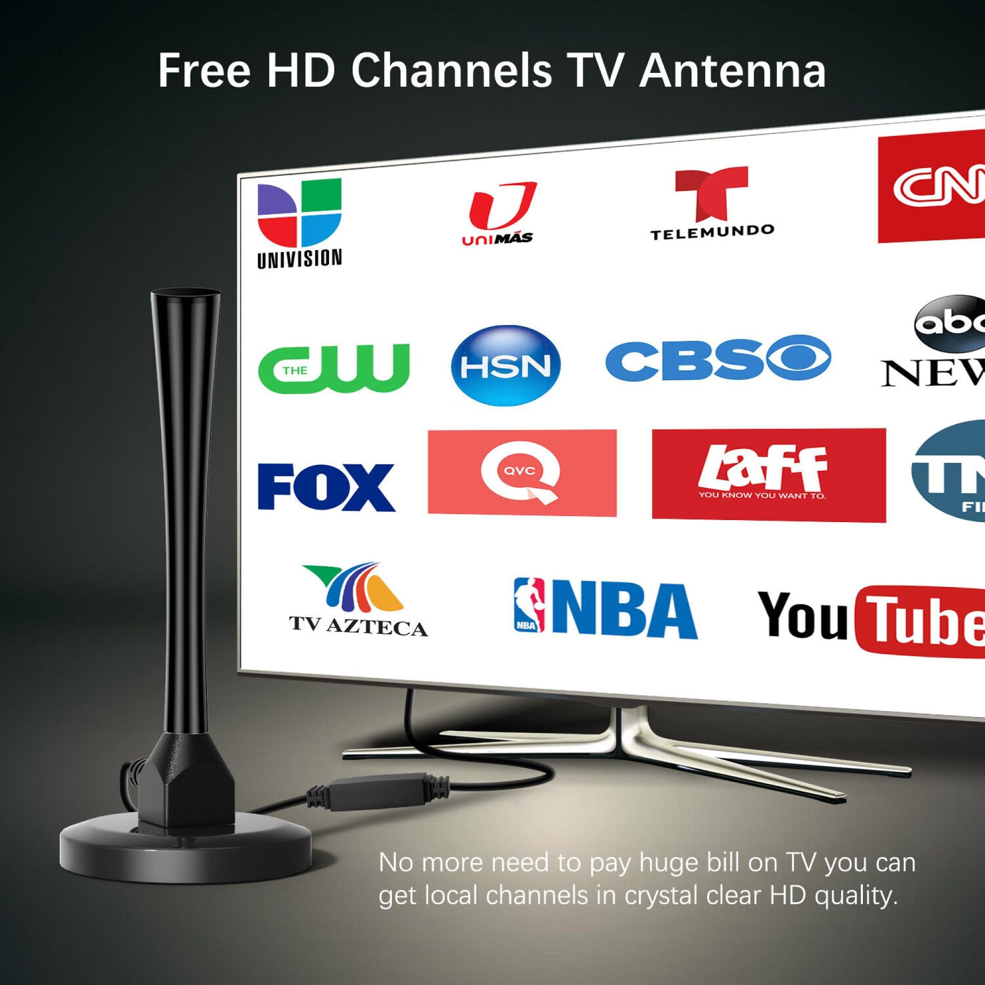 Antenna TV Digitale Interna HD XINDA 450+ Miglia 1080p 4K Con Amplificatore - Lungo Raggio