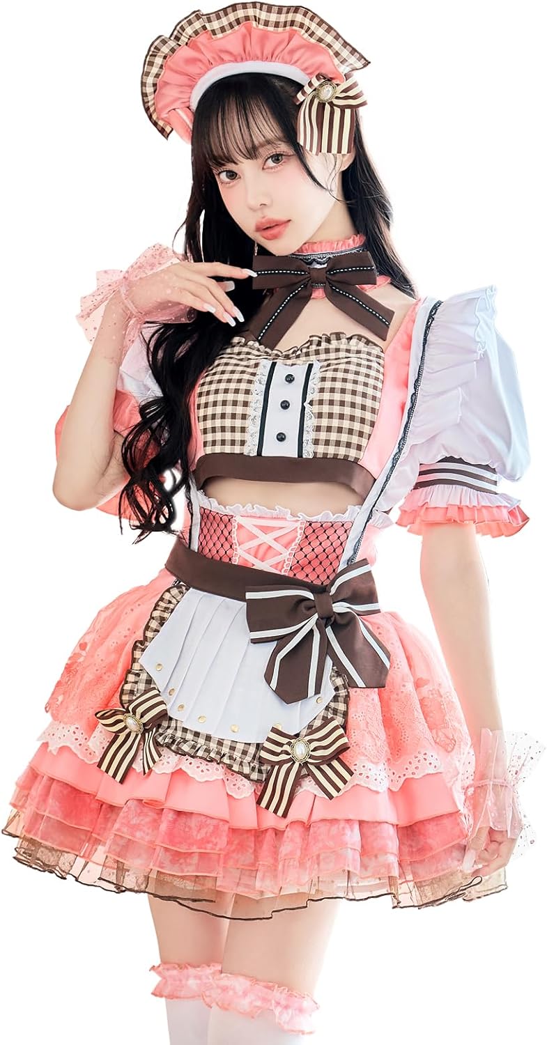 Malymoonマカロンメイドピンク Malymoon] コスプレ メイド ウエイトレス マカロン ピンク