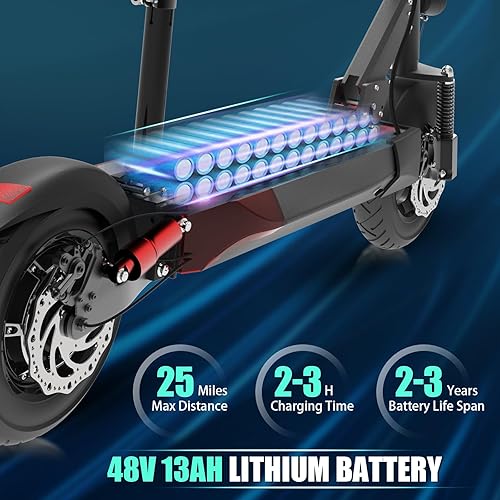 Miniatura 5 de Patinete eléctrico X48, velocidad máxima de 30 mph, motor trasero de 1000 W, rango de 25 millas, neumáticos de 10 pulgadas, suspensiones dobles,