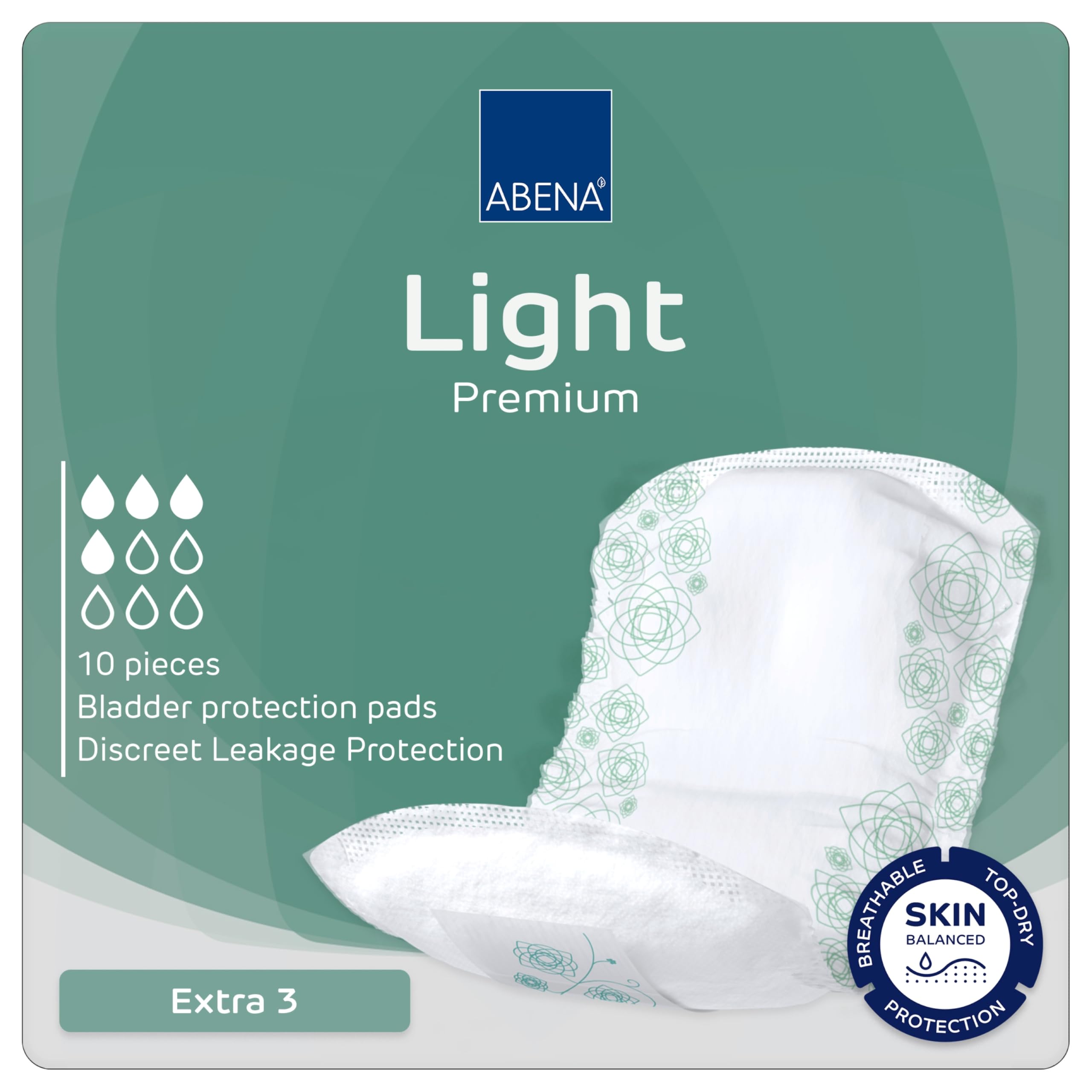 Abena Eco-Labelled Women's Incontinence Pads - Light, Breathable & Comfortable With Fast Absorption & Protection, 500ml, 10PK