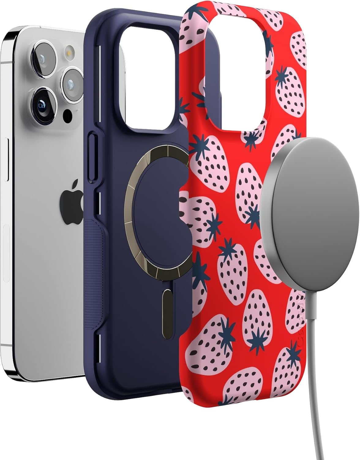 Casely iPhone 14 Pro Case | I'd Pick You | Red Strawberry | Bold Protective Design | Compatible with MagSafe
