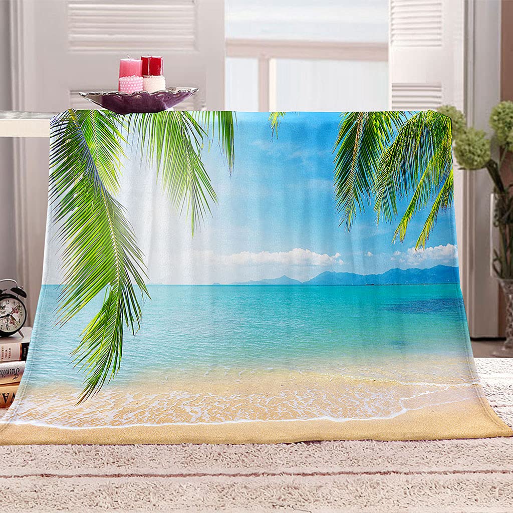Couverture personnalisée vagues de plage cadeau idéal flanelle pour lit