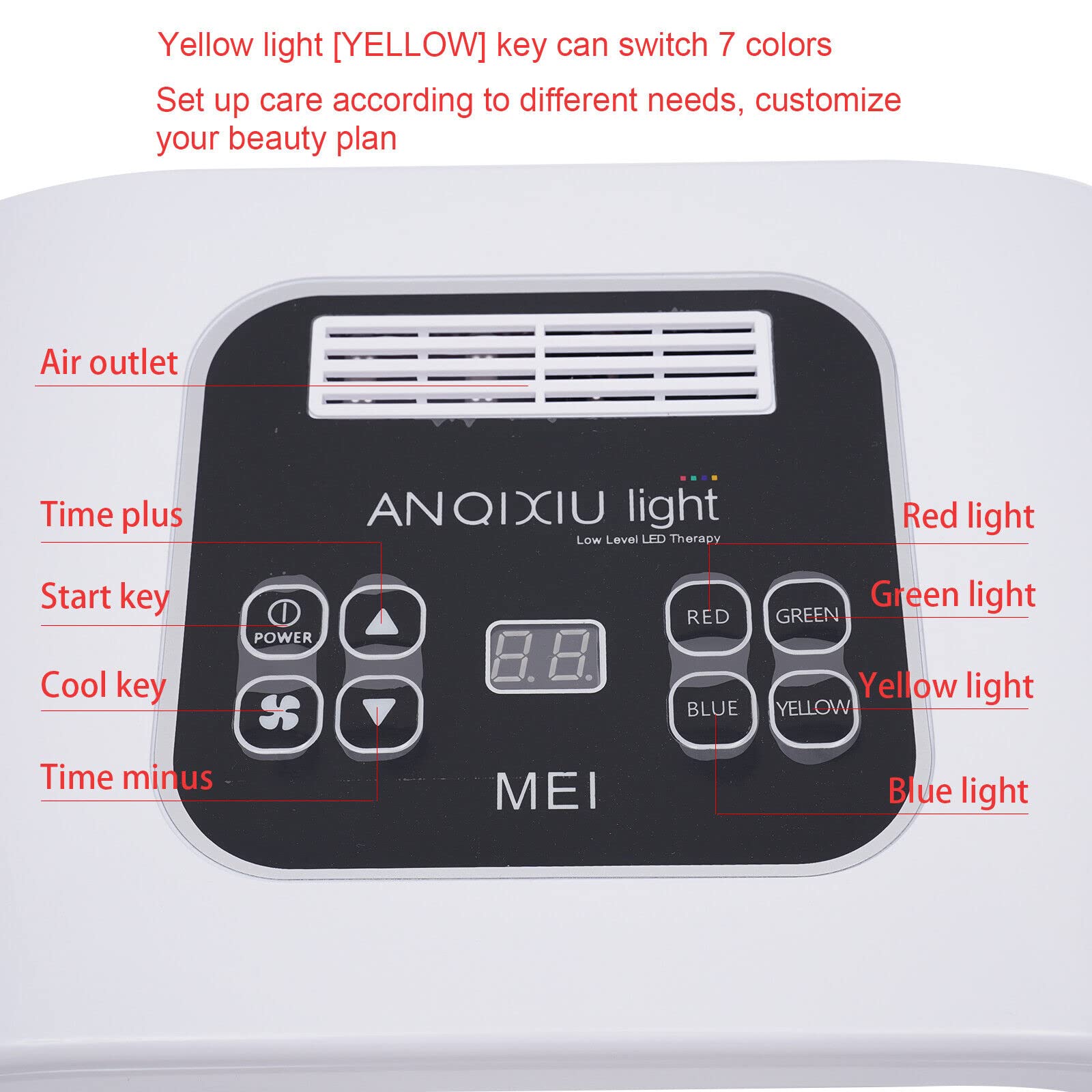 Lámpara de belleza LED de 7 colores para terapia de luz, máscara facial, dispositivo para el cuidado de la piel, mejora las arrugas, reafirma la piel, herramientas de terapia de fotones