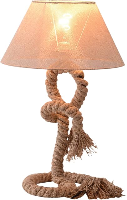 HOMCOM Table Lamp Bedside Light Indispensable Nautical Twisted Rope Glow E27 Bedroom Living Room Beige