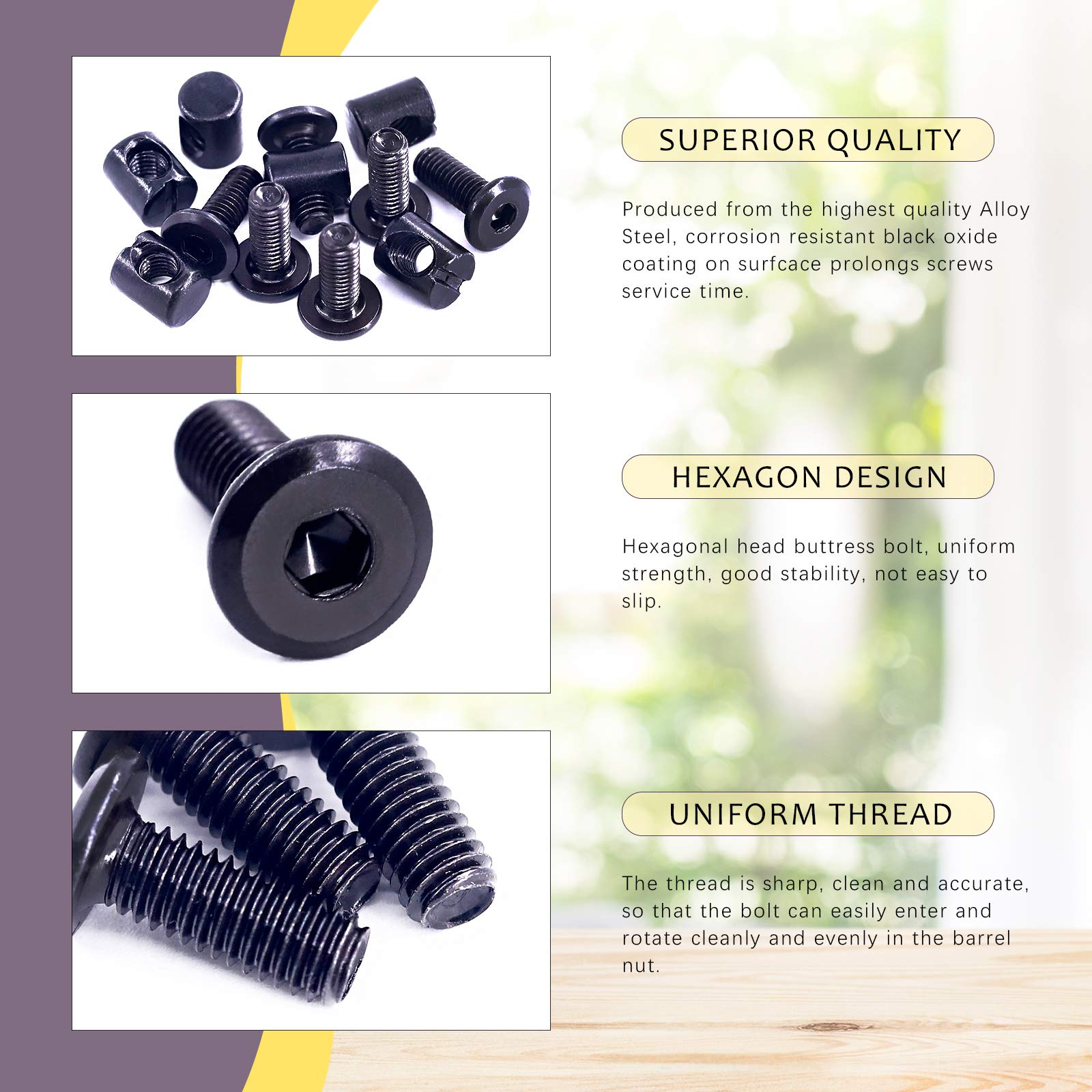 60 Pcs M6 X 35/45/55/65/75mm Zinc-Plated Hex Socket Cap Bolts Barrel...