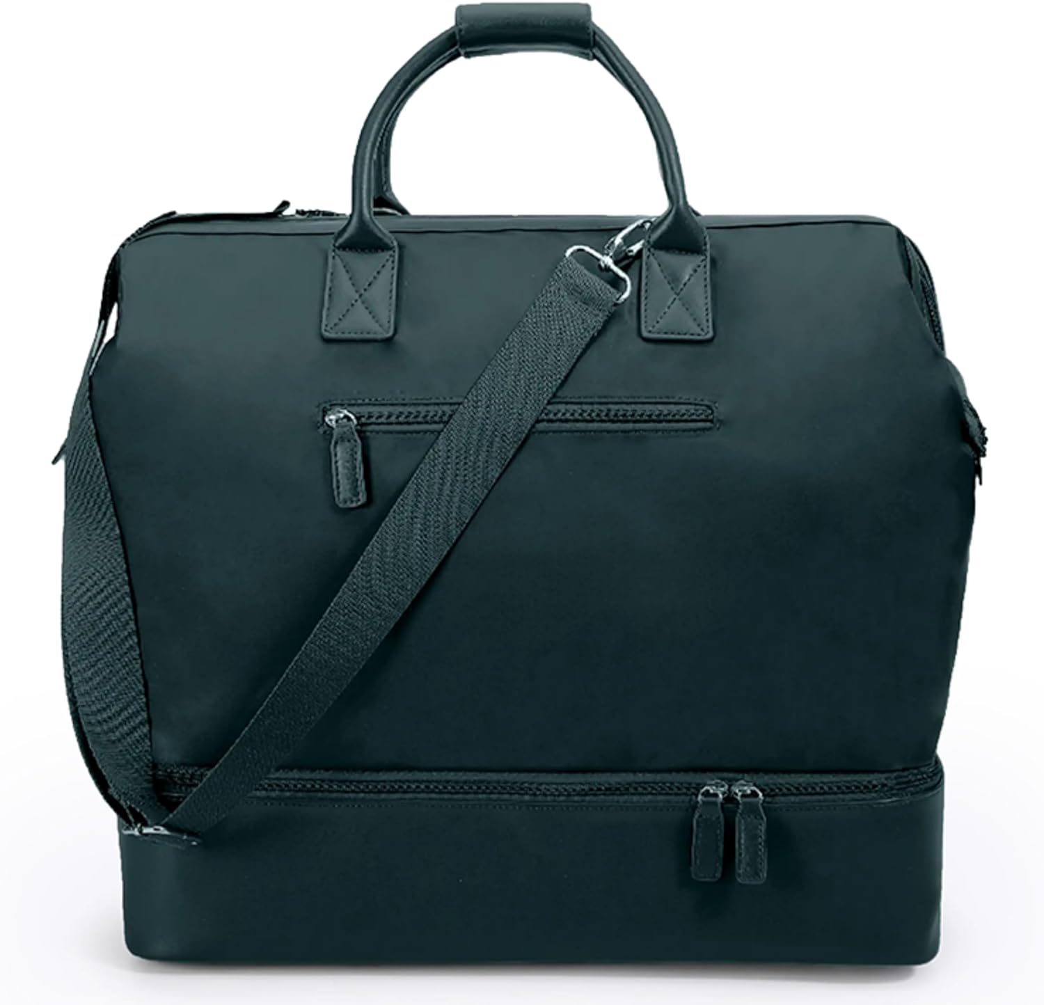 Nobl Travel Weekender Bag for Women & Men, Large Duffel Carry-On Tote with Trolley Sleeve, Separate Shoe Compartment & Laptop Pocket, Leather Overnight Bag for Airplane, Gym, Road Trips - Sand