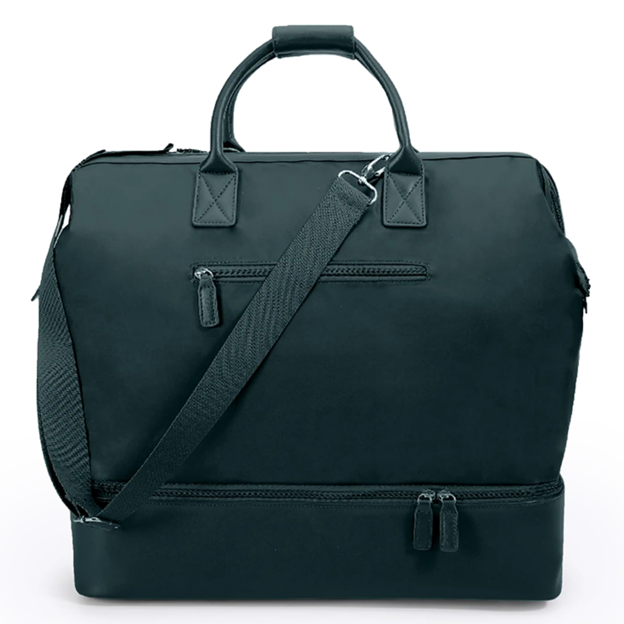 NOBL Travel Weekender Bag for Women & Men, Large Duffel Carry-On Tote with Trolley Sleeve, Separate Shoe Compartment & Laptop Pocket, Leather