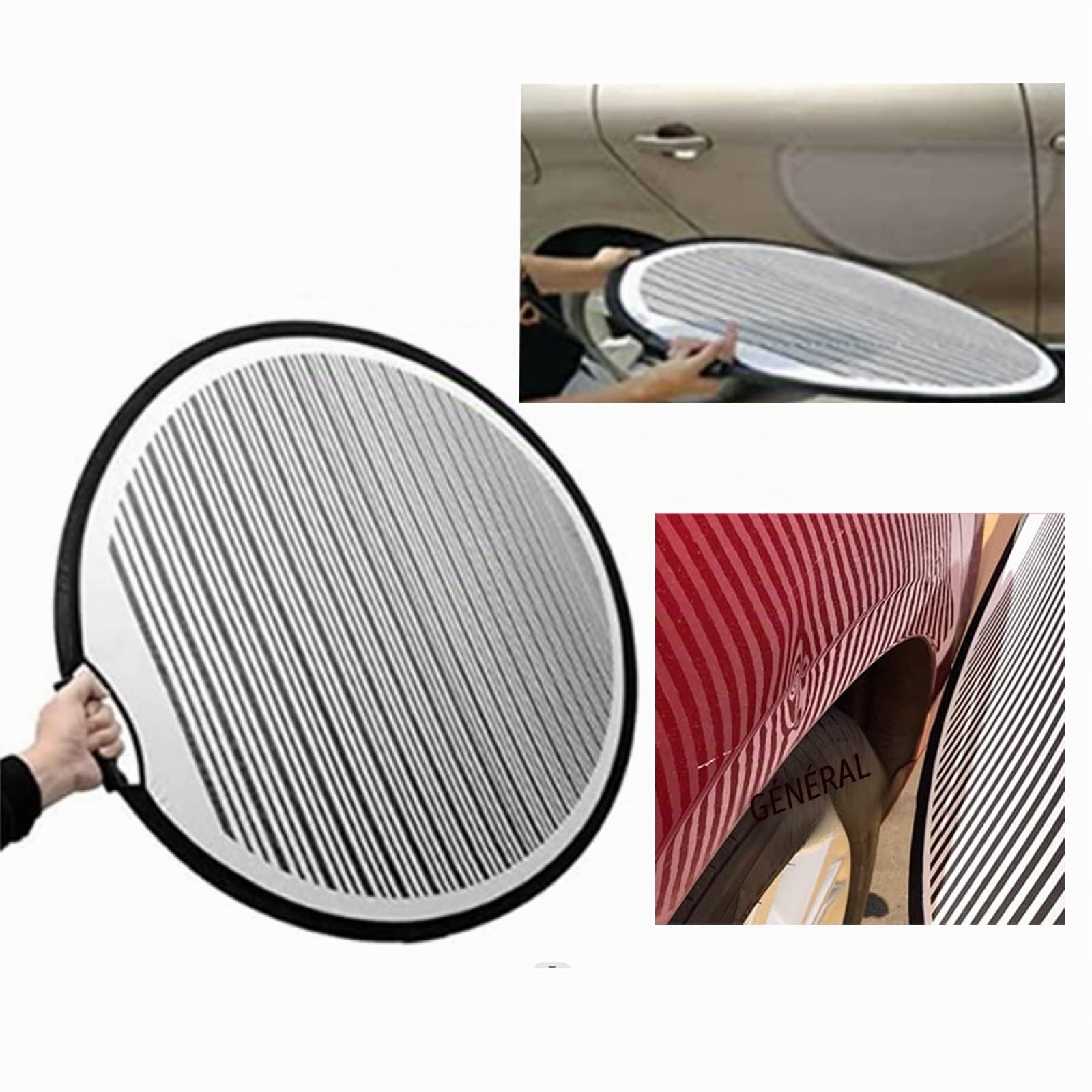 Panneau réflecteur de bosses de 80cm Panneau lumineux pliable à rayures Réflecteur flexible à LED Outil de débosselage pour réparation de bosses de voiture Outil de réparation de carrosserie devoiture
