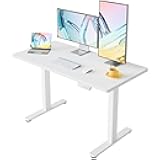 HUANUO 43 x 24 inch Electric Standing Desk Adjustable Height, 4 Memory Height Settings, Sit Stand Up Desk for Home Office & Computer Workstation, White