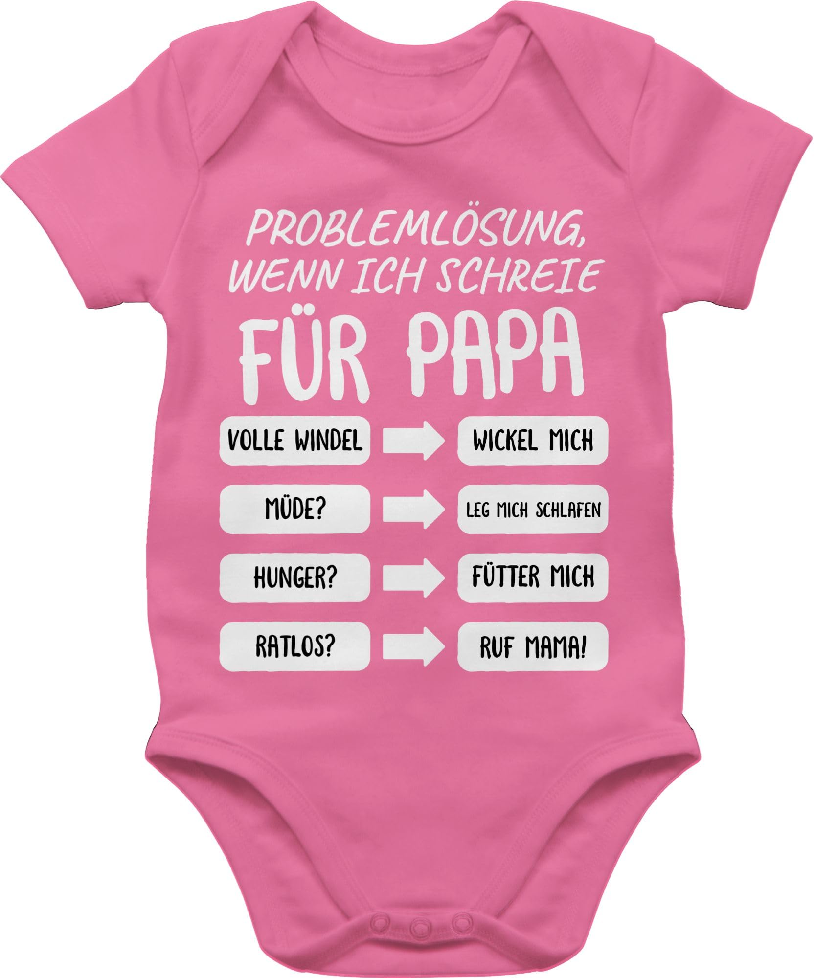 Shirtracer - Baby Body Kurzarm - Geschenk zum Vatertag - Problemlösung wenn ich schreie für Papa weiß