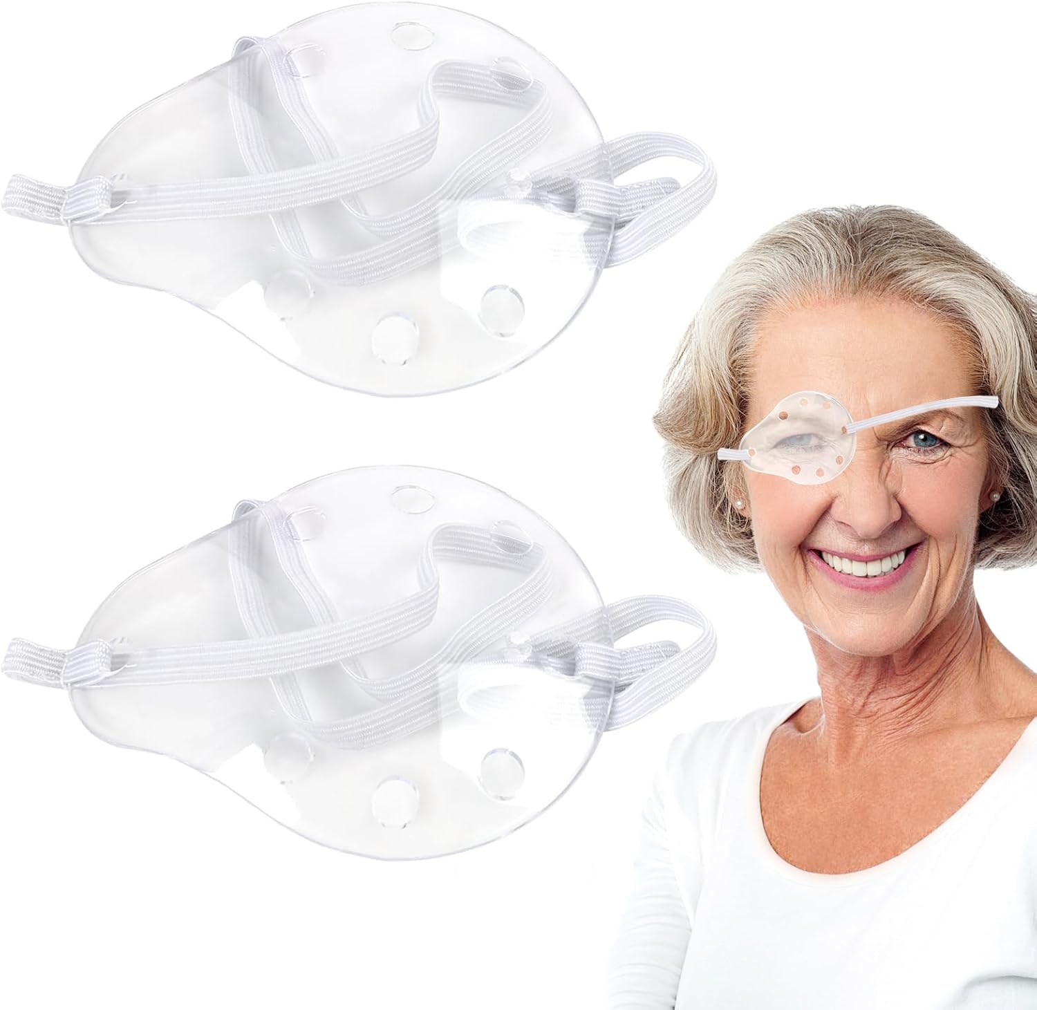 2 Pcs Plastic Transparent Eye Shield - Waterproof Clear Eye Shield after surgery, Ideal eye shield after cataract surgery for Adults, ideal for after cataract surgery - Amazon product rated Grade C