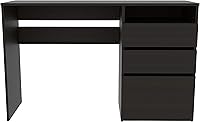 Vista 7 de Louisiana - Escritorio para computadora, con tres cajones, color negro wengué para oficina