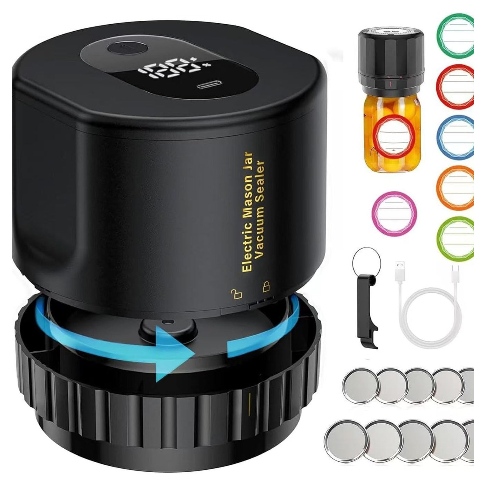Electric Mason Jar Vacuum Sealer, Wide & Regular Mouth Jar Sealing Kit