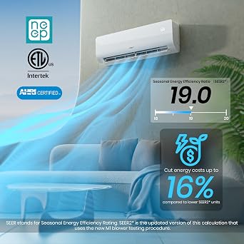 TOSOT 24,000 BTU Mini-Split Air Conditioner and Heating System, 19 SEER2 Wifi-Enabled Ductless Inverter AC Unit with 16ft Copper Line Set, Voice Controlled, 208-230V, Cosmo Series