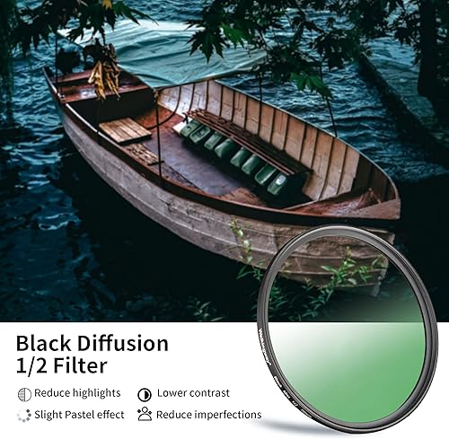 Vista 32 de Walking Way 1/4 Black Pro Mist Diffusion Filter 58mm Soft Focus Lens Filter Circular Diffuser Filter Soft Glow Dream Cinematic Dreamy Hazy Diffuser