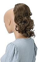 Vista 30 de PrettyShop - Extensión de cola de caballo trenzada, ondulada y voluminosa de 12 pulgadas, color castaño, PH205