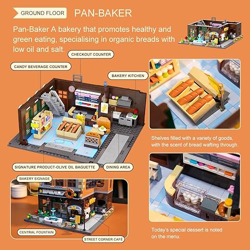 Miniatura 3 de PANTASY - Juego de construcción modular de panadería europea, kit de construcción para adultos y adolescentes, colección de monumentos famosos,