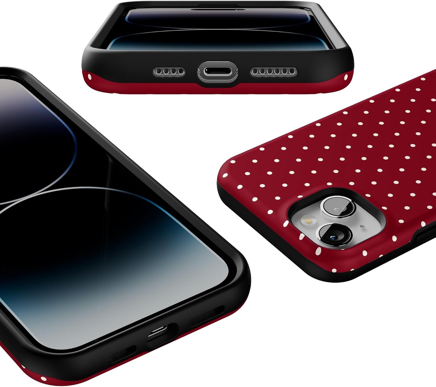 Casely iPhone 13 Mini Case | On the Dot | Maroon Polka Dot | Bold Protective Design | MagSafe Compatible Design
