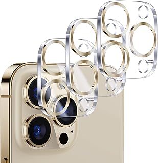 UniqueMe [3 Pack] Compatible with iPhone 14 pro Max/iPhone 14 pro Camera Lens Protector Tempered Glass,[Case Friendly][Scratch-Resistant][Easy Installation]-Gold Circle