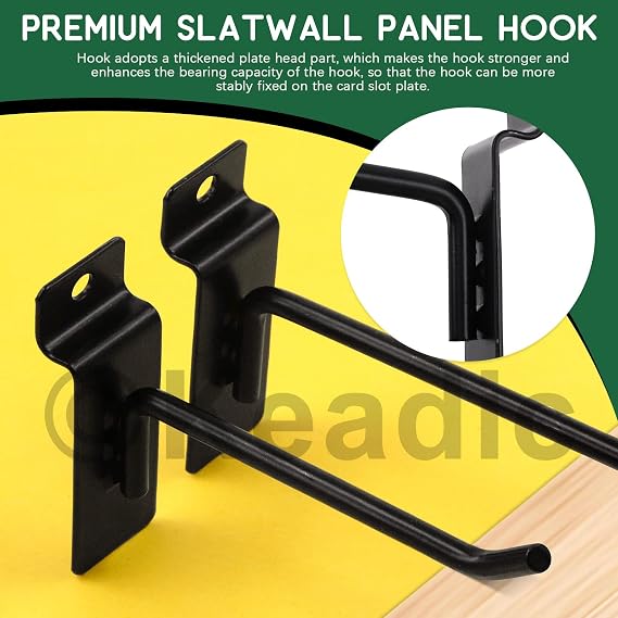 Keadic 20Pcs 2 Slatwall Hooks Set Heavy Duty Slat Wall Shelf Brackets Hanging Hook Pegboard Gridwall Panel Hook for Garage Shop Retail Display and Organization (Black)