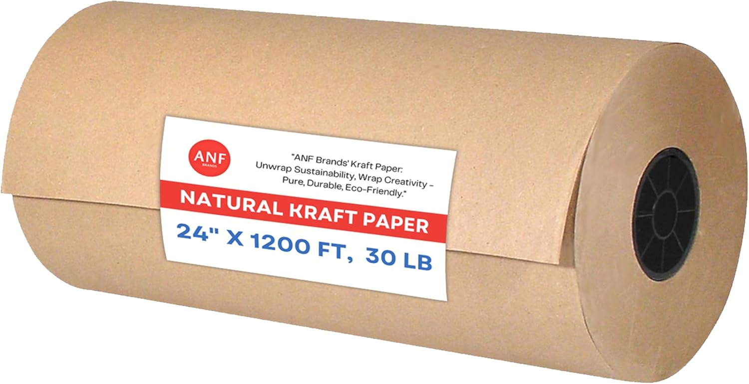 ANF BRANDS (24"" x 1200 ft) - Natural Kraft Paper, 30 Lb. Basis Weight, Brown