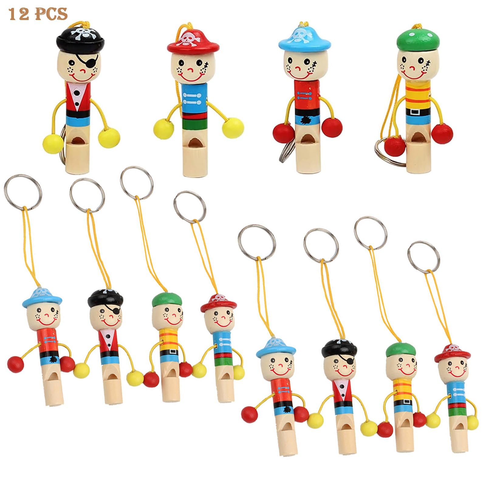 12 Pieza Color Aleatorio Silbato para Niños, Silbatos de Madera Niños, Silbatos Infantiles de Madera, Juguetes Infantiles para Fiestas, Juegos, Entretenimiento, Fiestas