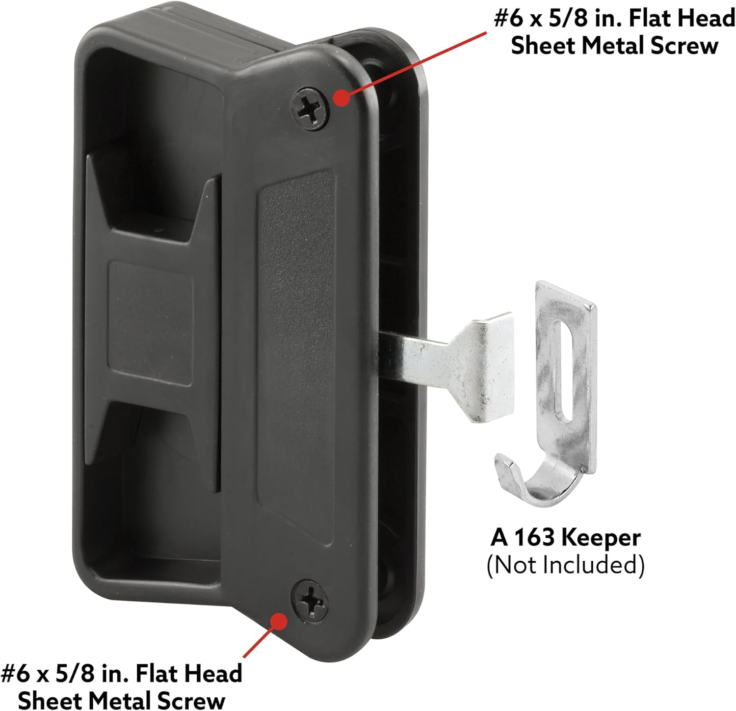 Prime-Line A 201 Black Plastic, Long Latch Sliding Screen Door Handle (Single Pack)