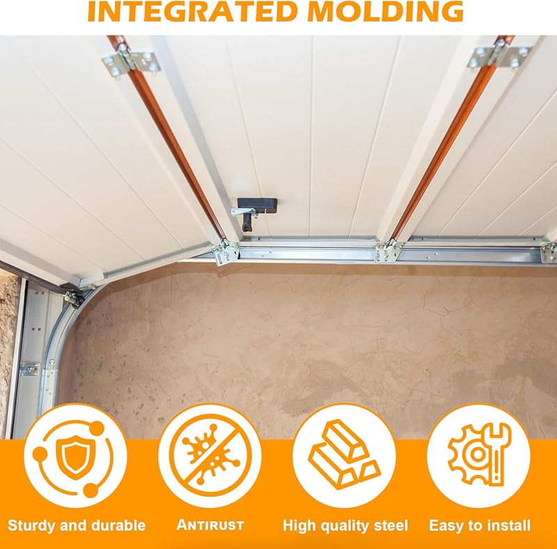 LAJIAOZ Garage Door Horizontal Tracks Pair, 15" Radius Curved Tracks for 7ft High Garage Doors, Heavy Duty 2" Roller System Track Set, Residential & Commercial Replacement Parts (Left/Right, TL=8.5FT) R15