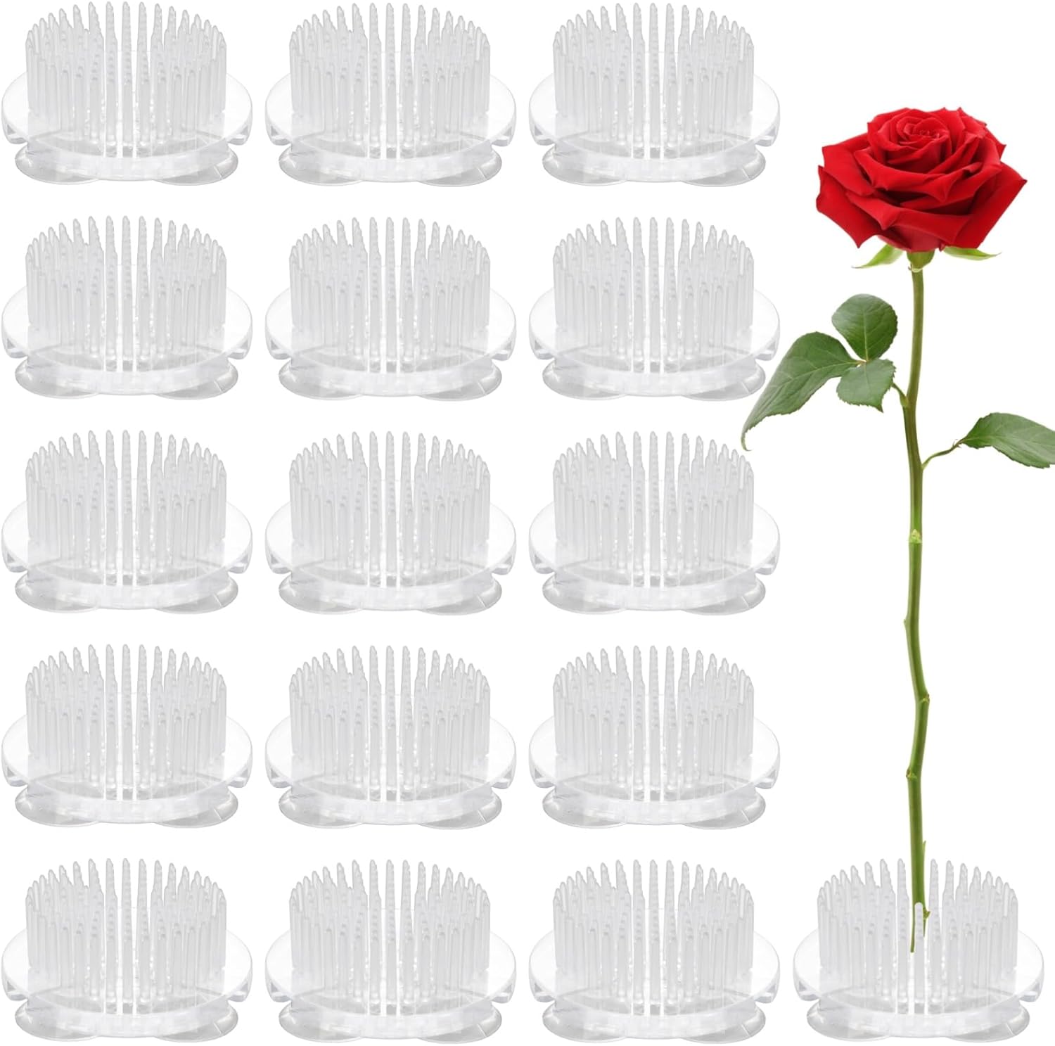 OMISTAR 16 Pcs Plastic Flower Frogs, 1.9 in Clear Round Pin Frog Flower Holder with 3 Suction Cups, Transparent Floral Arranging Tools for Ikebana, Wedding, Home Decor