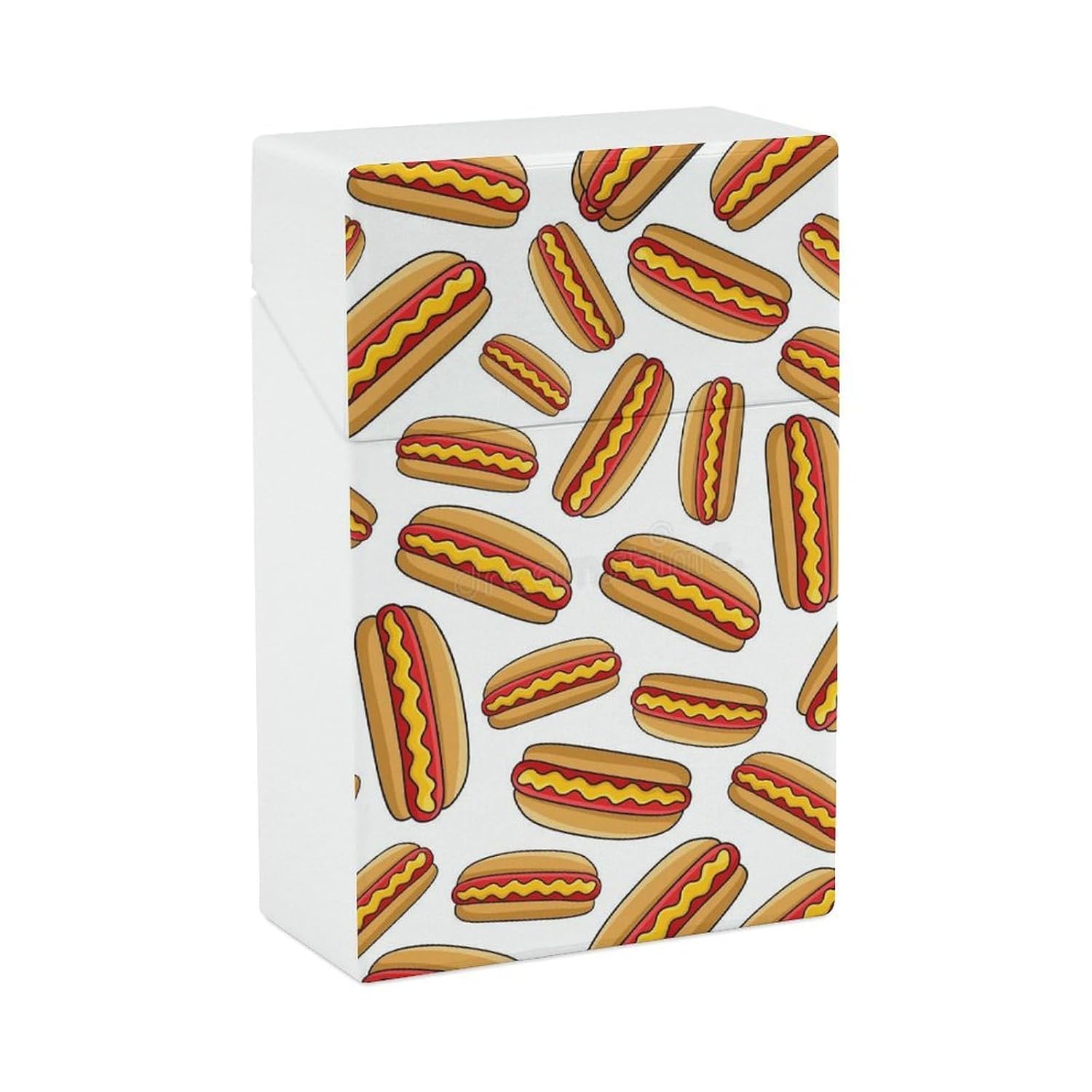 Funny Hot Dog Plastic Cigarette Case,Waterproof Anti-Crush, Easy Open Close, Compact for Work Vacation Indoor Outdoor