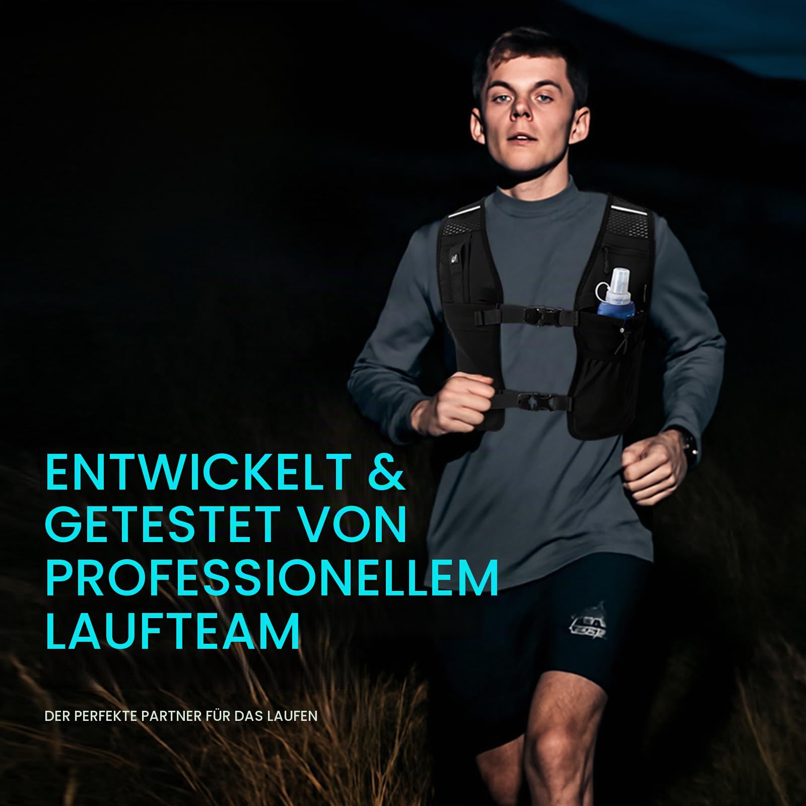 MYCARBON Laufweste Damen, 500ml Trinkflasche, verstellbare Brustgurte, Reflektierender Trinkweste für Laufen Nachtlauf Running Radfahren Jogging Camping Wandern
