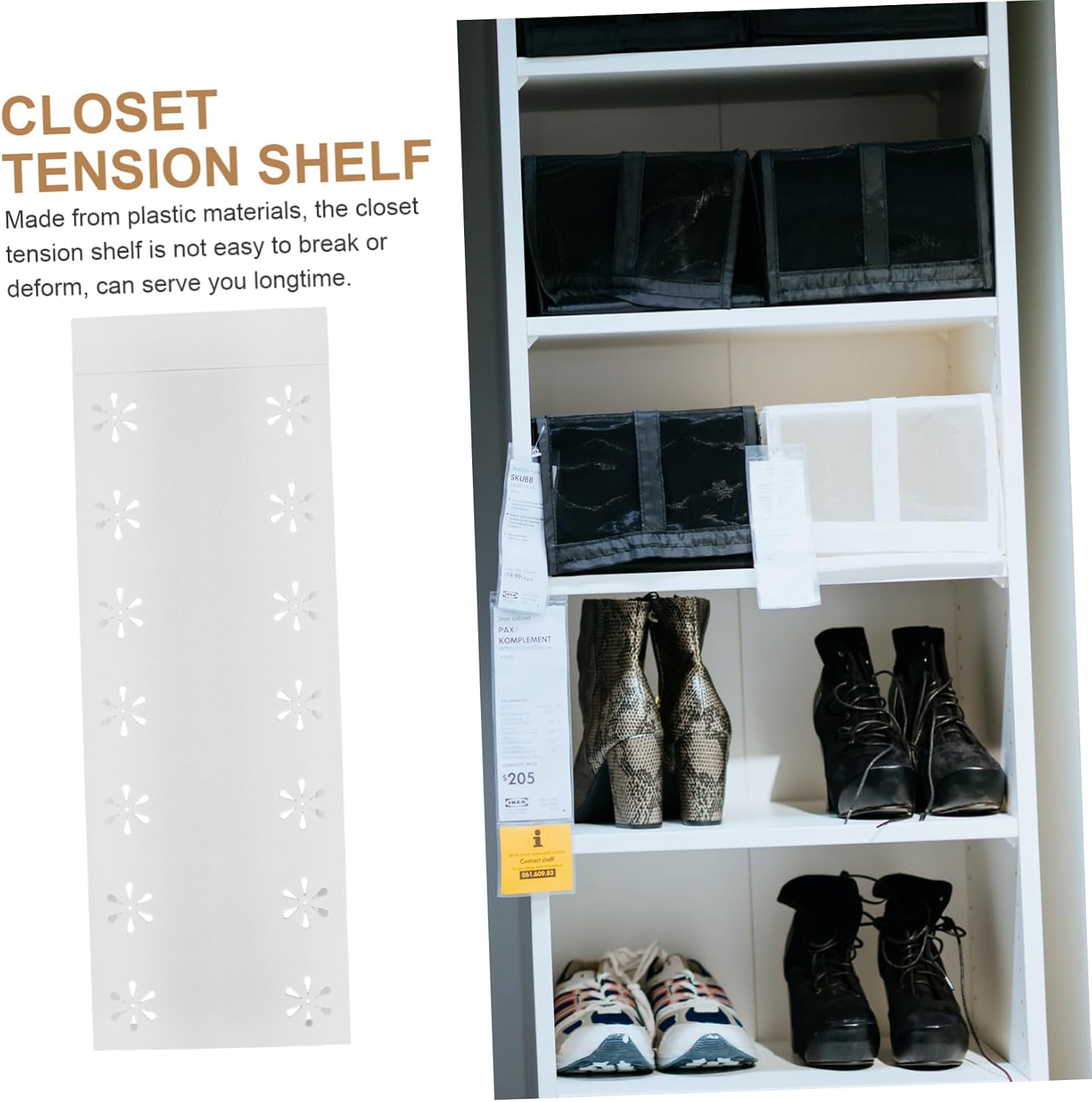 Garneck 1pc Adjustable Closet Tension Shelf Shelving for Bedroom Organization Expandable Wardrobe Shelf Holder