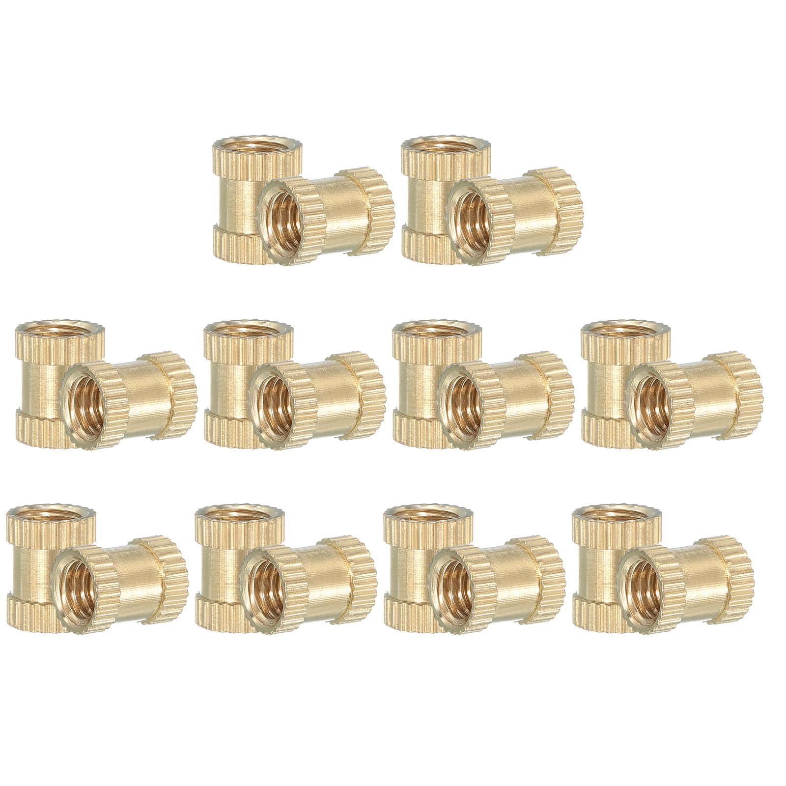 PATIKIL M6 Threaded Inserts, 20 Pcs Female Metric Brass Knurled Nuts Heat Set Insert for Plastic 3D Printing Components (M6x10x8mm)