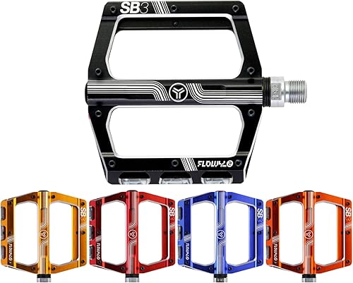 Miniatura 2 de SB3 - Pedales Flowy AM 2 - Par de Pedales de Bicicleta - Cuerpo de Aluminio, Eje Crmo, Puntas - Pedales Planos Ideal para Senderismo y Toda Montaña