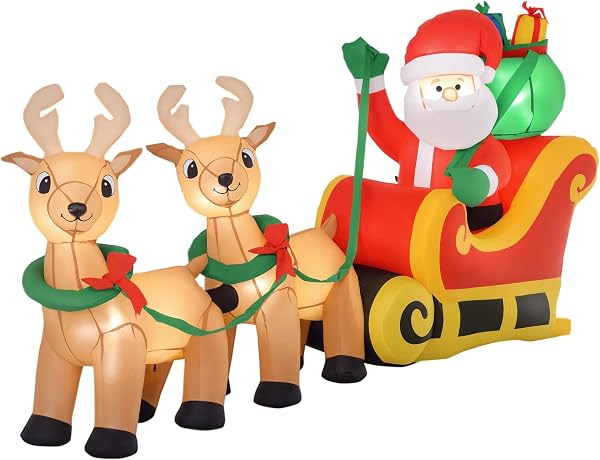 HOMCOM Santa Claus con Trineo y Reno 240x57x112cm