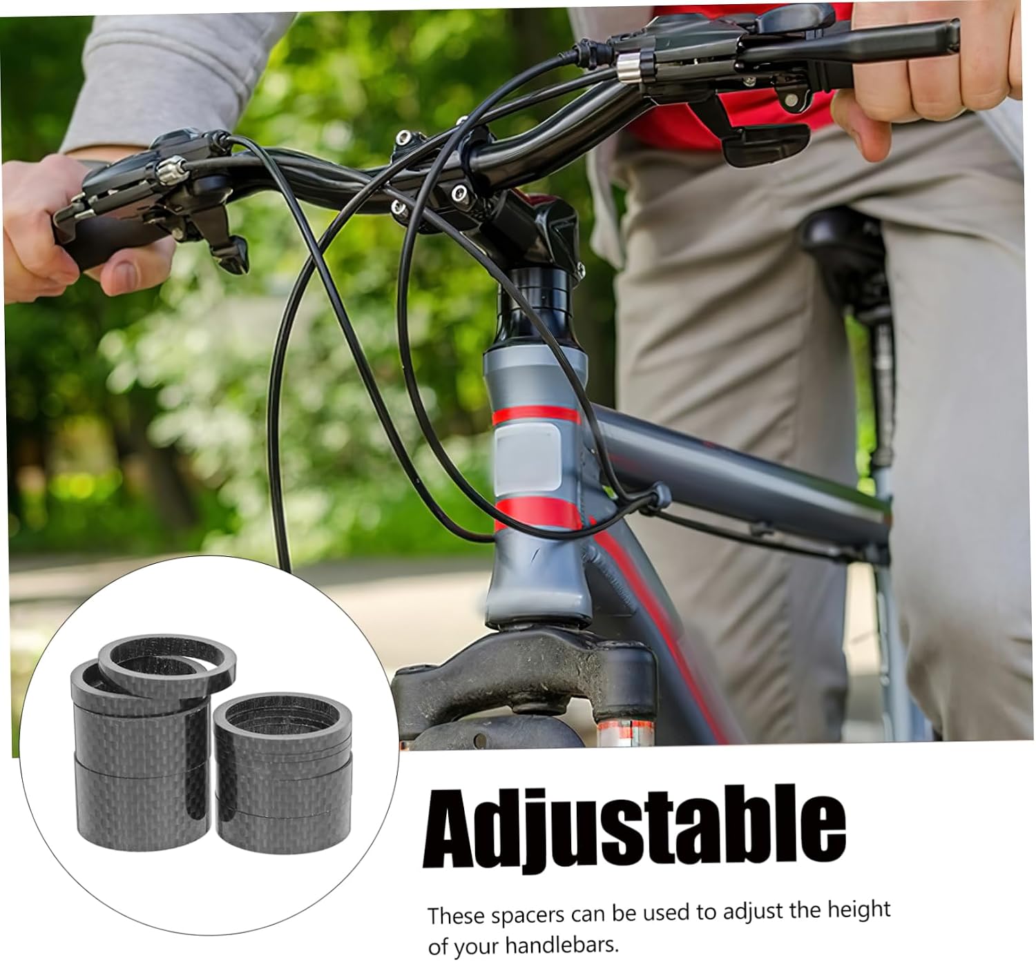 Milisten 11pcs Bicycle Headset Spacers Carbon Fiber Bike Handlebar Riser for Road Bike