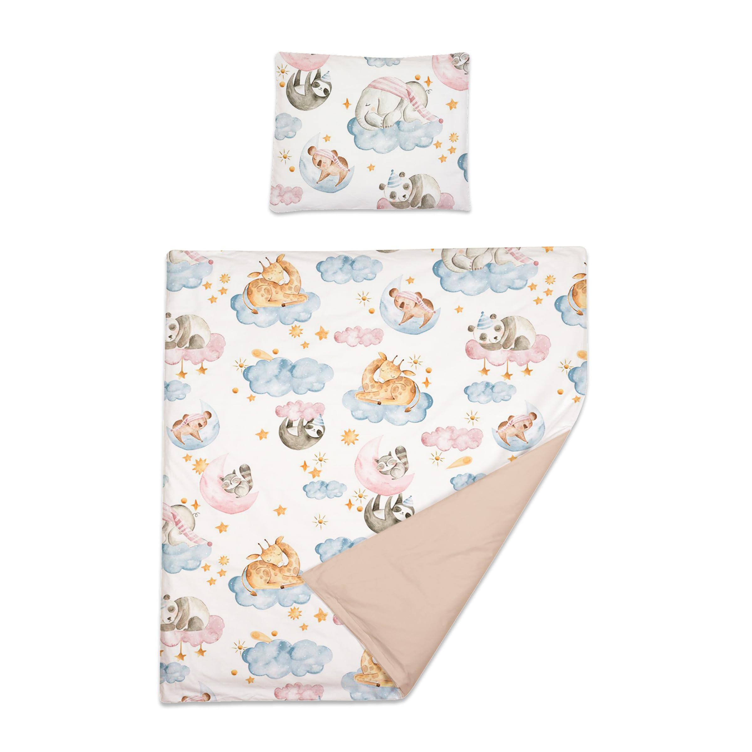 Baby Comfort 44 2 Piece Baby Kids Bedding Set 80X70 Cm Duvet Cover & Pillowcase 12M+ (Animals In Clouds)