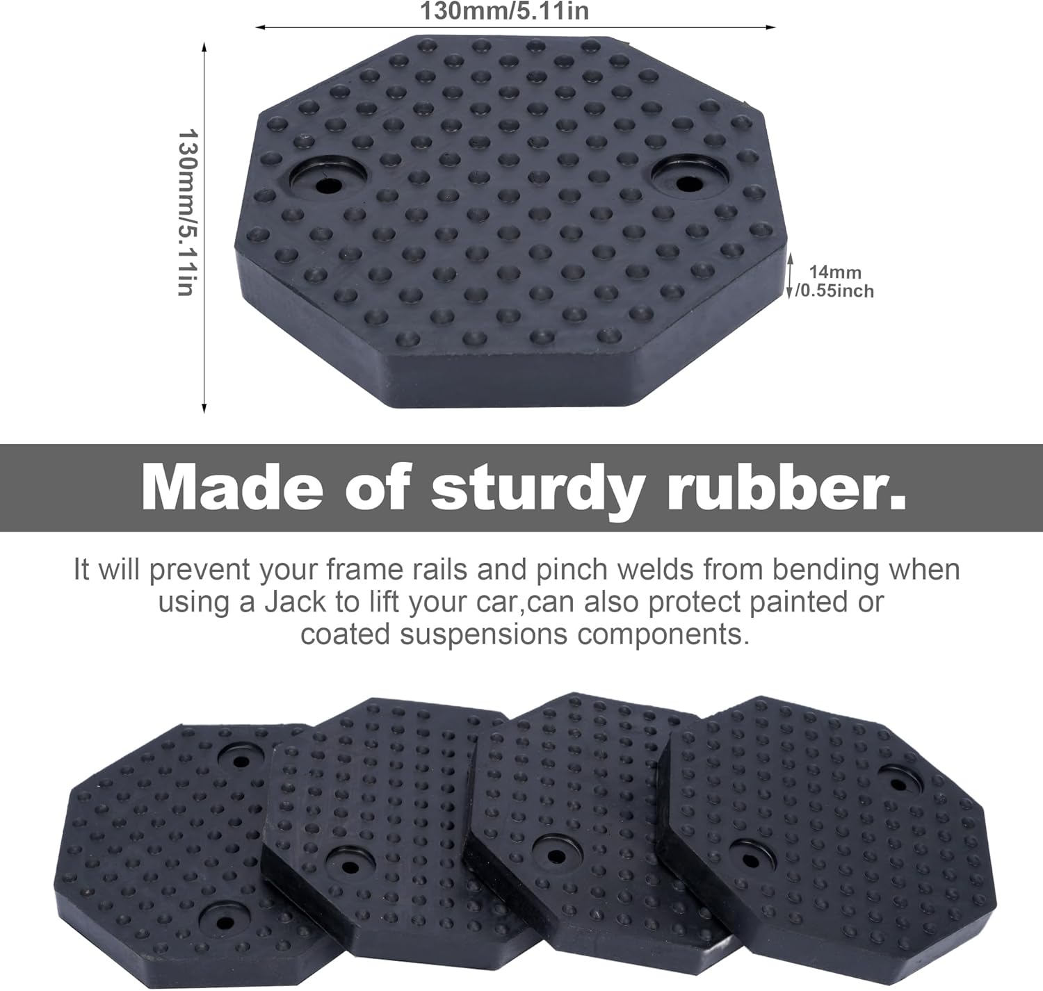 4 Pack Auto Lift Pads, Rubber Car Lifting Pads, Arm Pads Heavy Duty Automotive Hoist Accessories fit for Auto Truck Hoist, Floor Jack Pad(130x14mm)
