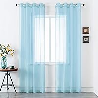 Vista 43 de Cortinas traslúcidas de 108 pulgadas para sala de estar, dormitorio, apartamento, ventana, 2 paneles con ojales, cortinas semitransparentes