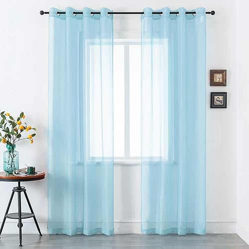 Dualife cortinas transparentes de gasa con ojales de color sólido, cortinas suaves con tacto de color sólido, paneles de tratamiento de filtrado de